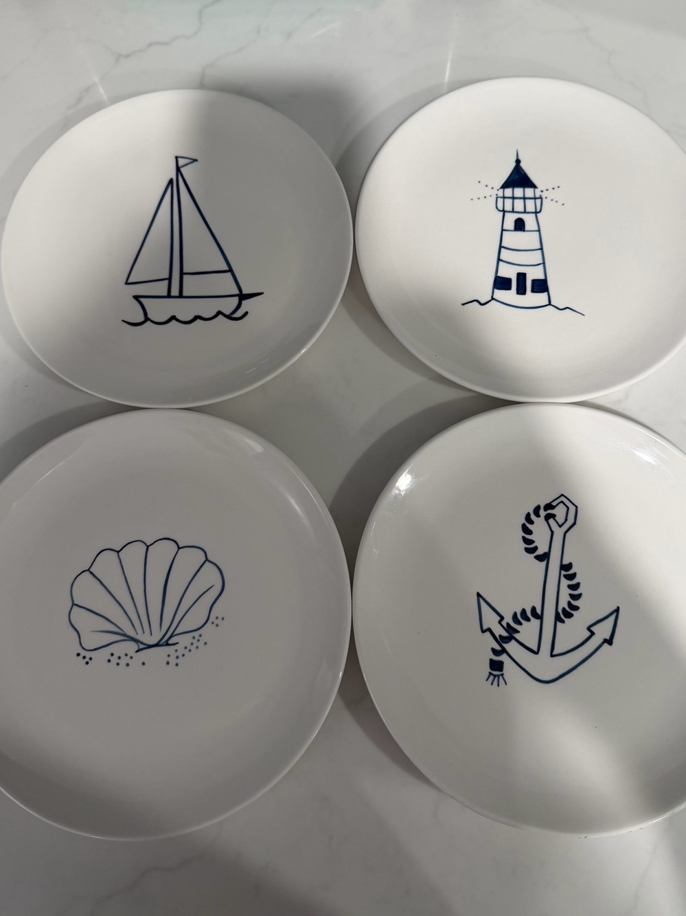 Coastal Navy Accent Dessert Plates - Set of 4